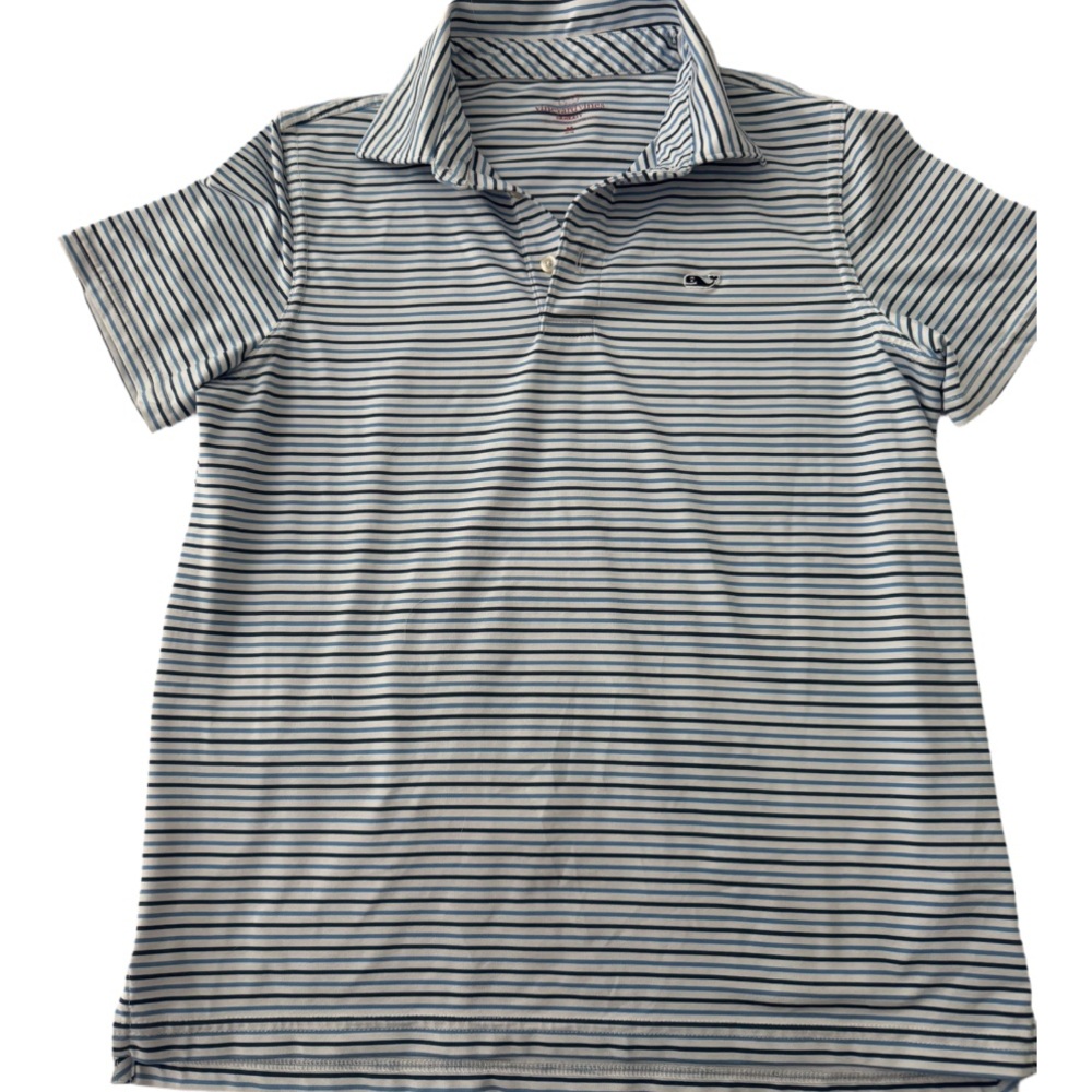 Boys Vineyard Vines Sankatay Polo. White/blue/navy. Size M (10-12)